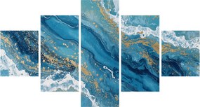 Obraz - Jasnoniebieski marmur ze złotem II. (125x70 cm)