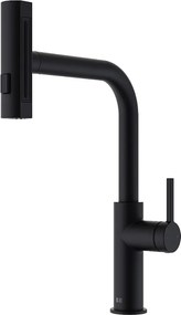 Esseswitch bateria zlewozmywakowa z wyciąganą wylewką matowa czerń - Essebagno