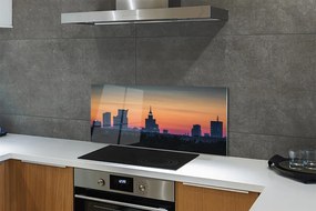 Szkło do Kuchni na Ścianę Zachód Słońca nad Warszawą