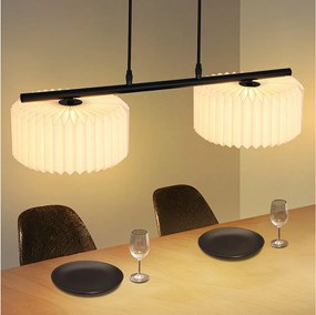 NETTLIFE Lampa wisząca do jadalni, lampa wisząca vintage, lampa wisząca do salonu, lampa do jadalni, 2 płomienie, biała