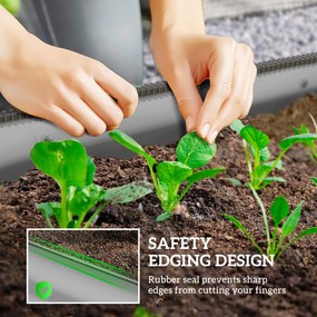 Outsunny Podwyższone łóżko na rośliny, modułowe łóżko ogrodowe, chronione krawędzie, design bez dna, 195 x 62 x 30 cm, Srebrny