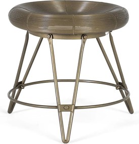 Niski stołek wykonany z metalu w stylu industrialnym