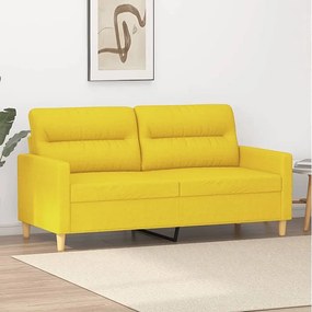 Sofa dwuosobowa Jasnożółta 140 cm Tkanina Nowoczesna i Wygodna