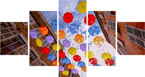 Obraz kolorowych parasoli (125x70 cm)