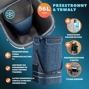 Torba na zakupy na kółkach EASY, 50l, niebieska Jurhan