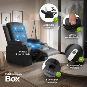 Fotel masujący z funkcją rozkładania Box ekoskóra