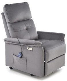 Fotel wypoczynkowy elektryczny pionizacja masaż rozkładany popiel SEMIR 2