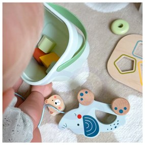 Woopie green pudełko sorter box 3w1 klocki piramidka słonik fsc