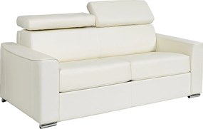 Kanapa 4-osobowa rozkładana typu express ze skóry bawolej białej - pow. spania 160 cm - Materac 18 cm VIZIR
