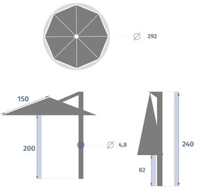 Parasol ogrodowy ze stelażem, MANOA, 300 cm
