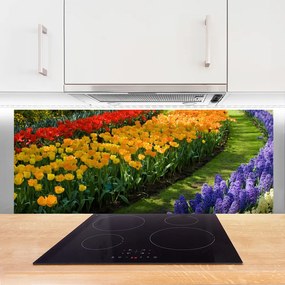 Panel Szklany Klasyczny Ogród Tulipanowy