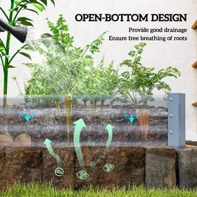 Outsunny Galwanizowany Planter, Odporny na warunki pogodowe z krawędzią antyprzecięciową, grządki na balkon