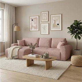 Stylowy narożnik rozkładany lewostronny  IVO XL 280x142 cm w tkaninie CENTAUR 5 pudrowy róż