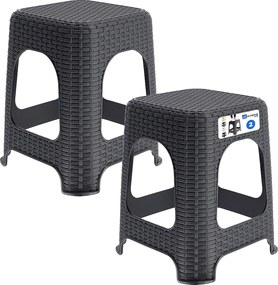KADAX Taboret rattan 45 x 26 cm antracyt, 2 szt.