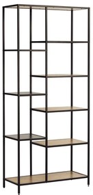 Czarno-naturalny regał w dekorze dębu 80x180x35 cm Altino – Unique Furniture