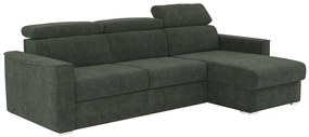 Kanapa narożna dwustronna rozkładana w tkaninie typu szenil w zielonym kolorze – Powierzchnia spania 140 cm – Materac 18 cm VIZIR.