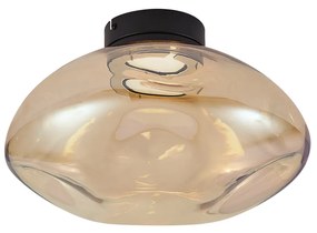 Designerska lampa sufitowa czarna z bursztynowym szkłem - GemmaDesignerski Oswietlenie wewnetrzne