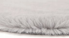 Dywanik futrzany kremowy okrągły FI80cm miękki puszysty guma antypoślizgowa