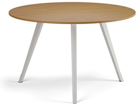 Stolik kawowy PRIMO ZEN, średnica 120 cm, biała podstawa, buk
