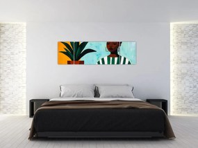 Obraz - Kobieta z kwiatem (170x50 cm)