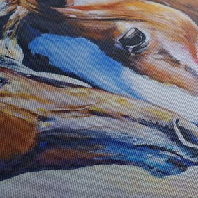 Obraz - Zakochane konie (z zegarem) (90x30 cm)