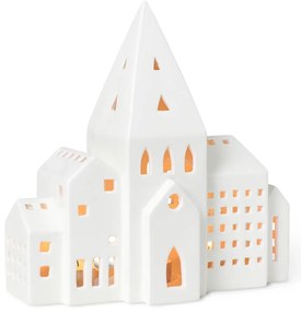 Biały ceramiczny świecznik Kähler Design Urbania Lighthouse City