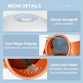 PawHut Kuweta dla Kota z Pokrywą i Łopatką, dla Kotów do 5 kg, 52x41x38 cm, Biały/Pomarańczowy