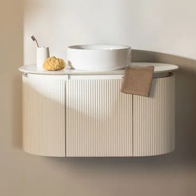 Zestaw Mebli Łazienkowych Z Drewna Carsone Biała & Bez Jednostki Pomocniczej & Okrągły Ceramiczny Biały Ø40 Cm Lenka & Bezlusterkowiec - Sklum