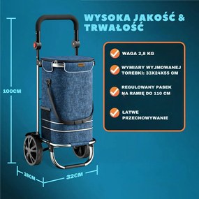 Torba na zakupy na kółkach EASY, 50l, niebieska Jurhan