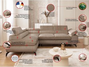 Brązowy sztruksowy narożnik (lewostronny/w kształcie litery L) Marbeya – Ropez