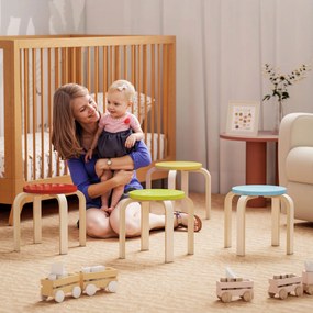 HOMCOM 4 składane stołki z filcowymi podkładkami, sklejka brzozowa, lakierowane, kolorowe