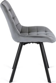 Zestaw Stół Okrągły Rozkładany LUKAS 100-250 cm Dąb Rustykalny/Czarny i 6 Krzeseł RICK Szarych Welurowych Nowoczesnych