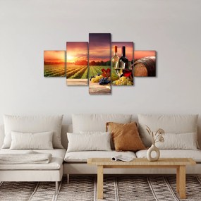 Obraz winnicy z winem (125x70 cm)