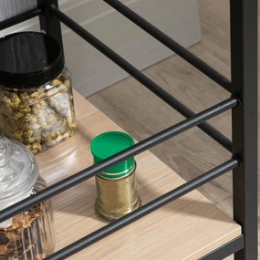 Wózek kuchenny HOMCOM wózek serwujący z 2 półkami, balustrada, stal, czarny+drewno 82 x 40 x 75cm