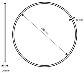 Lustro okrągłe podświetlane z sensorem w czarnej ramie 60 cm VALO Slim LED black