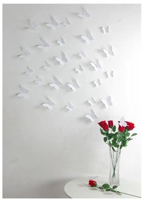 Zestaw 12 białych naklejek 3D Ambiance Butterflies