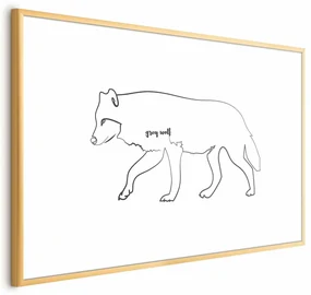 Plakat Wilk 60x40 cm z ramą złotą z marginesem ARTGEIST B