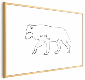 Plakat Wilk 60x40 cm z ramą złotą z marginesem ARTGEIST B