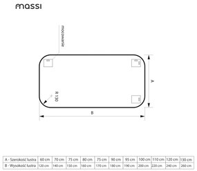 Lustro prostokątne bez ramy oszlifowane obracalne bez podświetlenia ROUND | Różne rozmiary | Różne kolory szkła : Kolor tafli szkła - Srebrny, Rozmiar - 75 x 170 cm