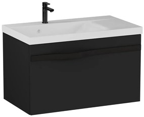 Szafka pod umywalkę VOG 69 cm czarny mat z czarnym uchwytem KROFAM