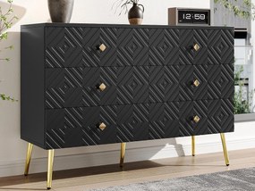 Nowoczesny bufet 120x40x80 cm - z 6 szufladami - wiórowy - czarny