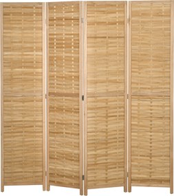 HOMCOM 4-częściowy Parawan, 160 x 170 cm, Składany Parawan z Bambusa dla Salonu, Sypialni, Naturalny | Aosom PL