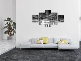 Obraz - Most Benjamina Franklina, Filadelfia, czarno  -biały (125x70 cm)