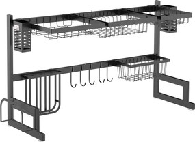 HOMCOM Suszarka do naczyń, Modułowy stojak na naczynia z metalu, do 23 kg, Czarny