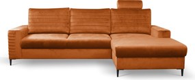 Masseno Narożnik GRIFO z funkcją spania i pojemnikiem na pościel Narozniki L, Rozkładana sofa - Brązowy, VELLUTO RUST 33