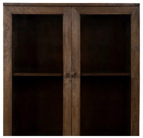 Brązowa witryna z litego drewna mango 80x140x40 cm Ravi – Ixia
