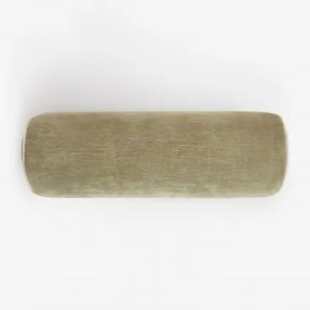 Wałek Poduszka 20x60 Cm Z Aksamitu Lesoto Zielony Aksamit Army Claro – Biały Gardenia - Sklum