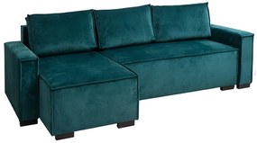 Ciemnozielony rozkładany narożnik SMART VELVET, dwustronny