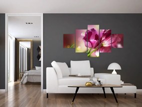 Obraz różowych tulipanów (125x70 cm)