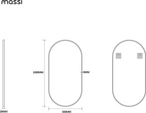 Lustro owalne wiszące pionowe w czarnej aluminiowej ramie 50 x 100 cm PLATAN BLACK